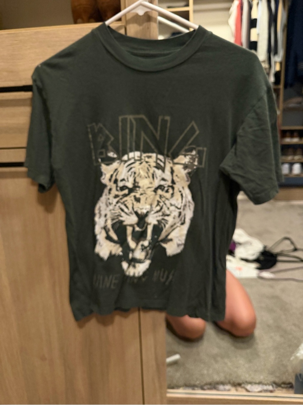 Anine Bing Dark Olive Tiger Graphic Tee